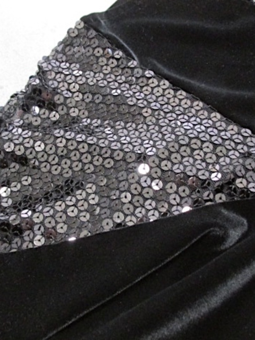 Black Velvet Trumpet Skirt with Sequined Inserts, Size 8 - Picture 6 of 8